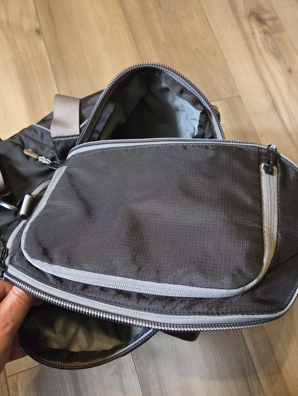 L.L. Bean Black and Gray Crossbody Messenger Bag